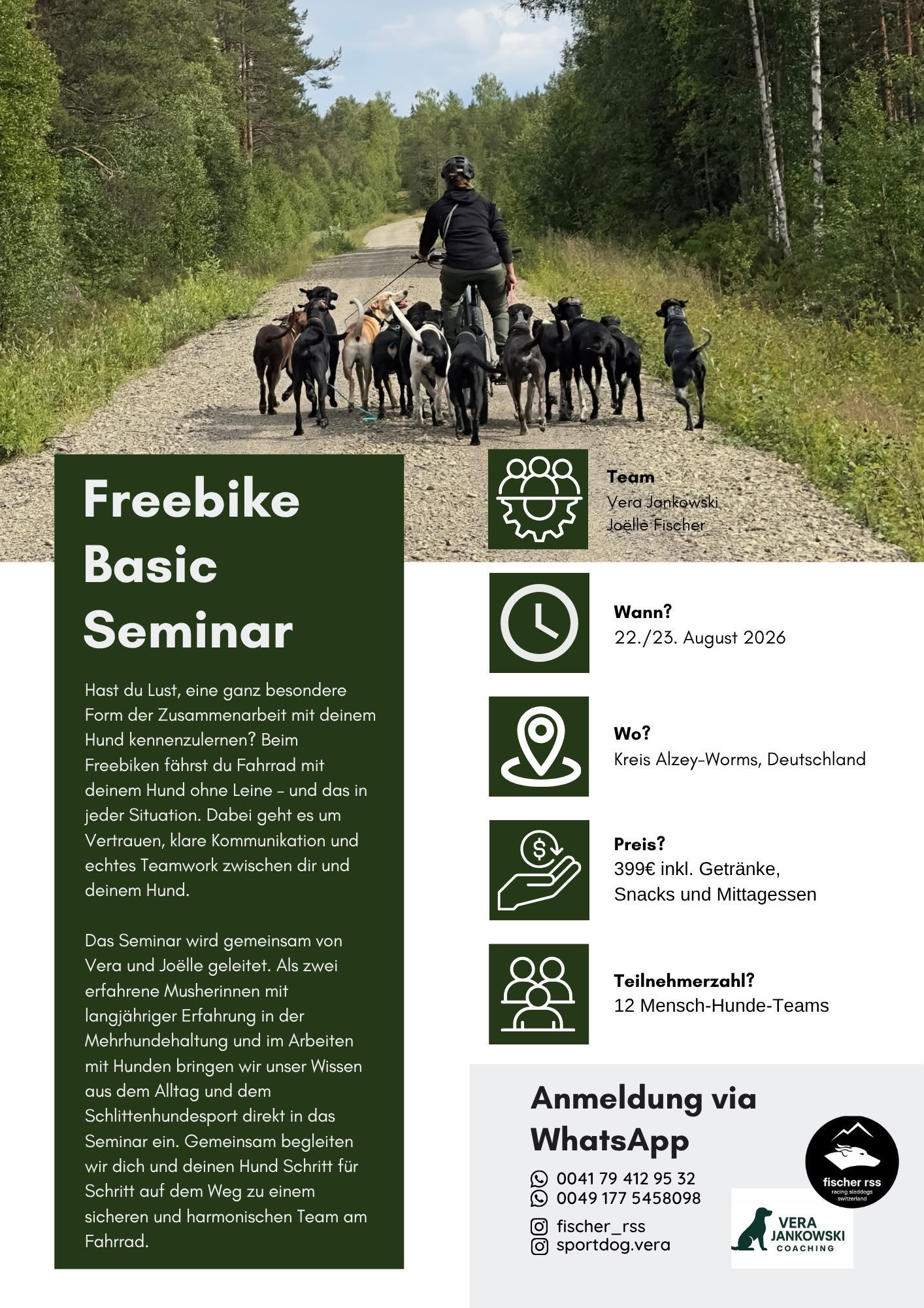 Plakat für Freebike Basic Seminar mit Hund in Alzey-Worms, 22.-25. August 2026.